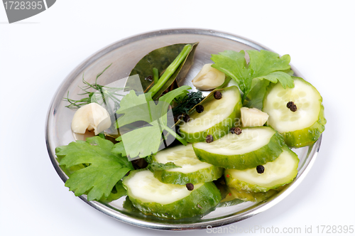 Image of Slices of Pickled cucumbers