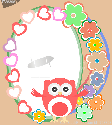 Image of Background with flowers and cute owl