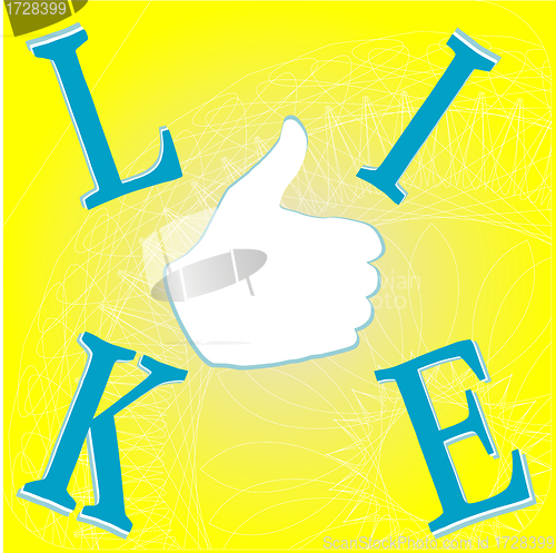 Image of Like hand on yellow background