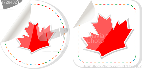 Image of Happy Canada Day maple leaf card stickers set