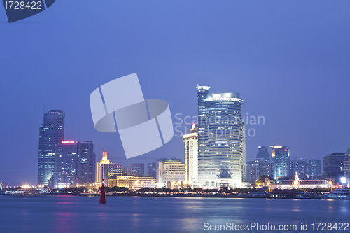 Image of Xiamen downtown at night along the coast