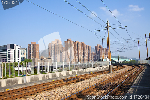 Image of Tuen Mun downtown and railway of light rail