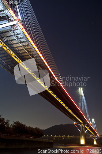 Image of Ting Kau Bridge in Hong Kong at night