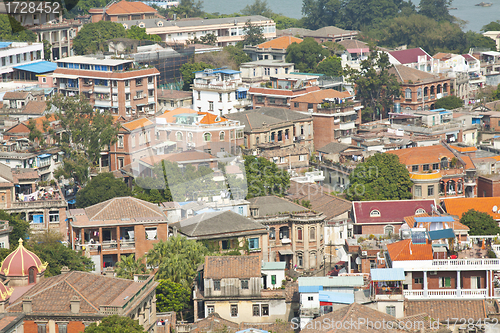 Image of Gulang Yu Island in Xiamen, China with many historial buildings