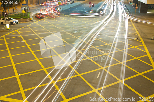 Image of Traffic in Hong Kong at night