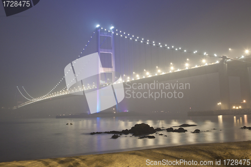 Image of Tsing Ma Bridge in Hong Kong at night