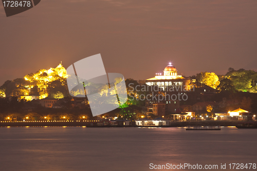 Image of Gulangyu Island at sunset from Xiamen downtown