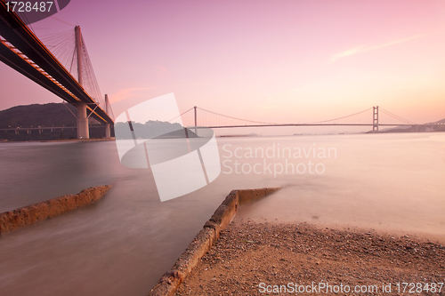 Image of Hong Kong bridges at sunset