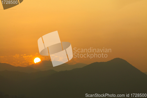 Image of Mountain ridges under sunset