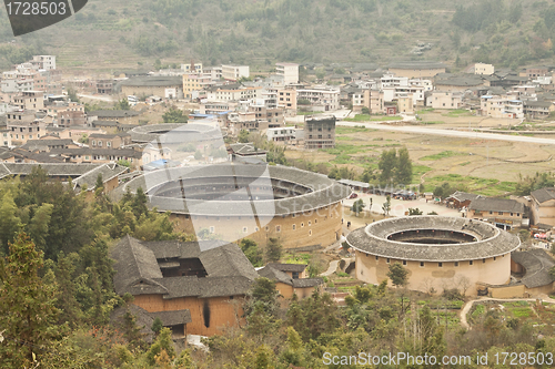 Image of Tulou view from the top in Fujian, China