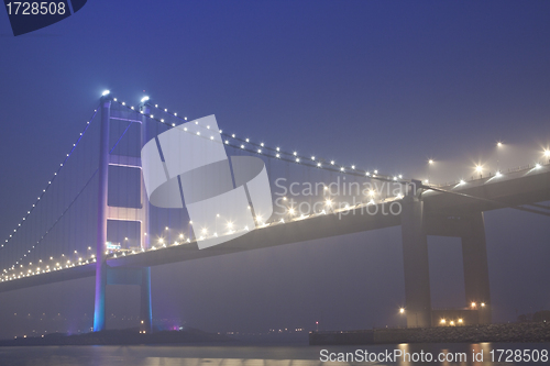 Image of Tsing Ma Bridge in Hong Kong at mist