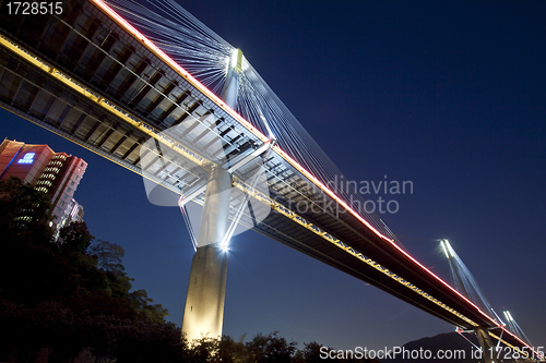 Image of Ting Kau Bridge in Hong Kong at night