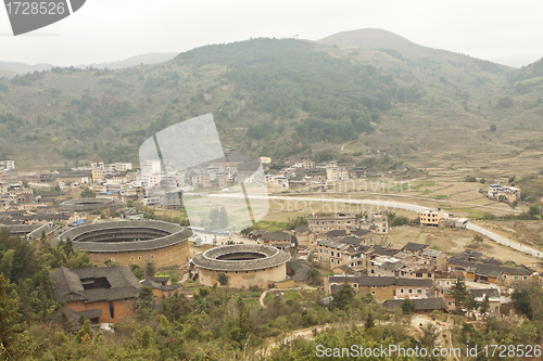 Image of Tulou view from the top in Fujian, China