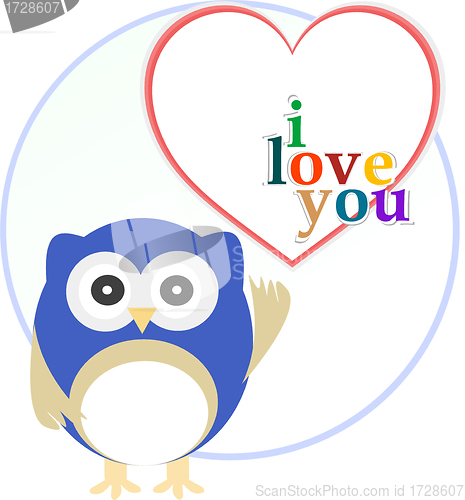 Image of Cute owl with love heart