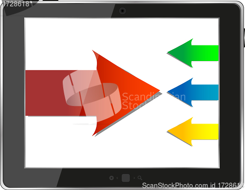 Image of tablet pc with business growth graph isolated