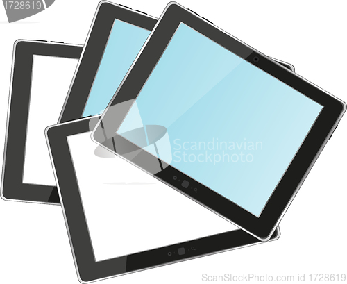 Image of Vector tablets pc with empty white and blue screen
