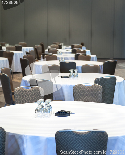 Image of Empty Conference room with tables