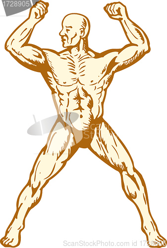 Image of male human anatomy body builder flexing muscle