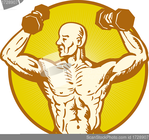 Image of male human anatomy body builder flexing muscle