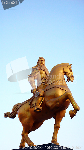 Image of Ancient sculpture of Guangong on the horseback