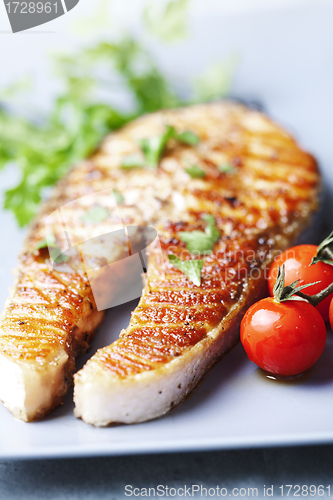 Image of grilled salmon steak