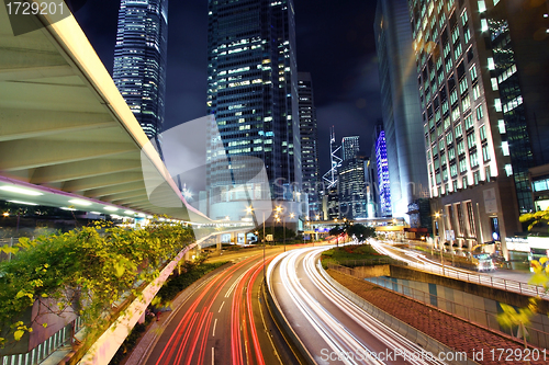 Image of Traffic in city at night