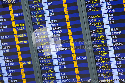 Image of Flight arrival board in airport, abstract image. 