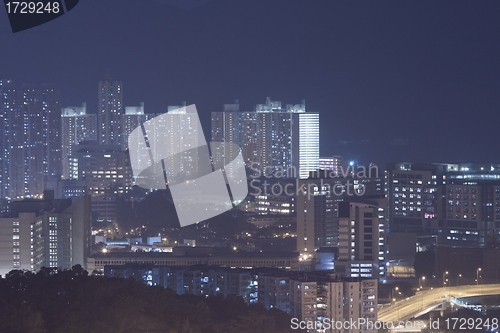 Image of Hong Kong apartment blocks at night