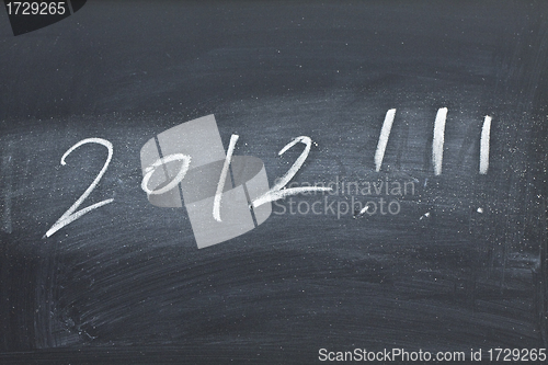 Image of 2012 on black board