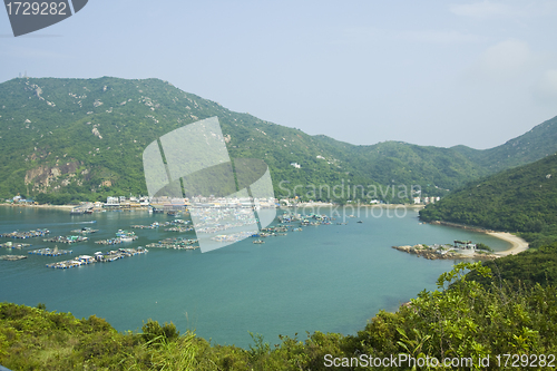 Image of Fishing village from hill top at day 
