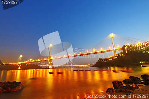 Image of Ting Kau Bridge at night in Hong Kong