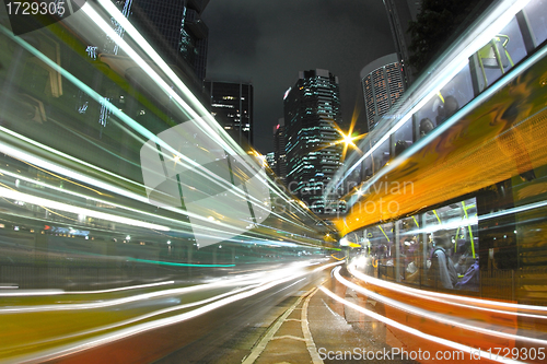 Image of Traffic in Hong Kong city at night