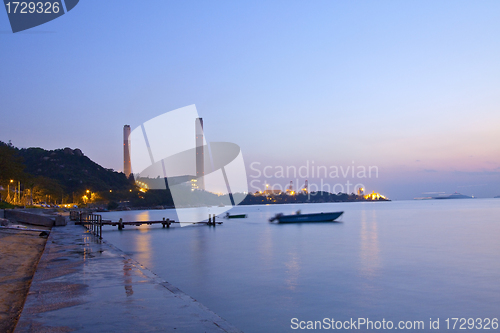 Image of Power plant at sunset time