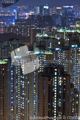 Image of Hong Kong apartment blocks at night