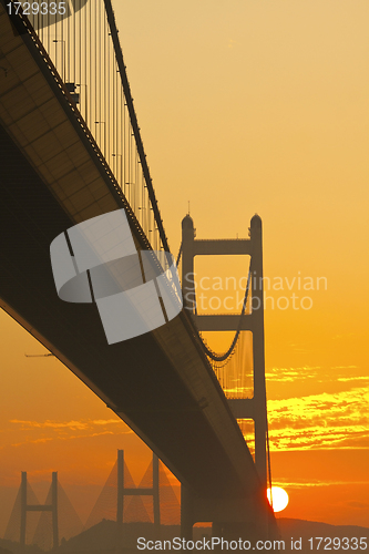 Image of Tsing Ma Bridge at sunset time