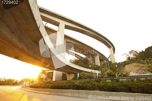 Image of Highway and freeway at sunset in Hong Kong