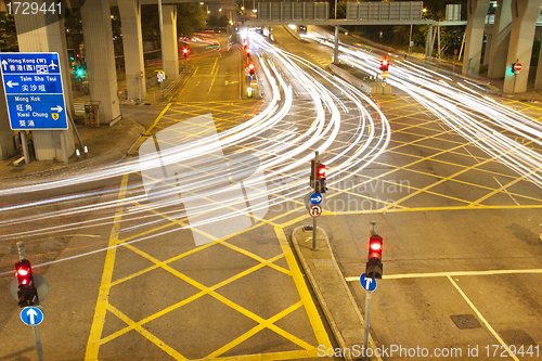 Image of Traffic in Hong Kong at night