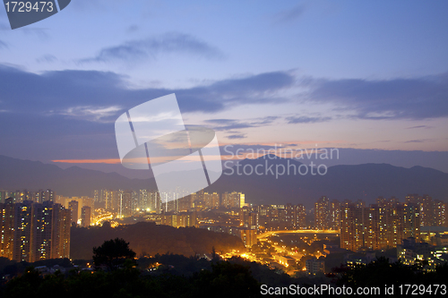 Image of Hong Kong downtown at sunset time