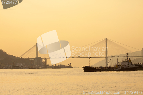 Image of Ting Kau Bridge at sunset