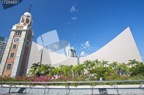 Image of Clock tower in Hong Kong along waterfront