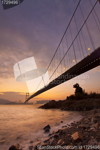 Image of Tsing Ma Bridge at sunset time