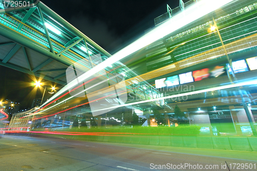 Image of Traffic in downtown of Hong Kong at night