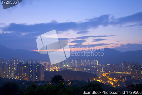 Image of Hong Kong downtown at sunset time