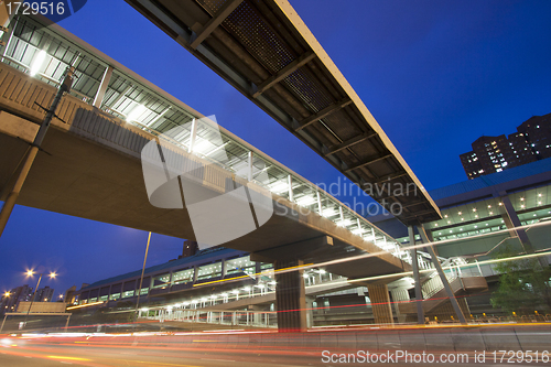 Image of Traffic on highway of Hong Kong at night