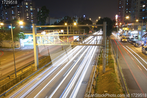 Image of Traffic in city at night