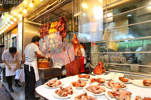 Image of HONG KONG - SEPT 10, A very traditional roasted meat rice shop i