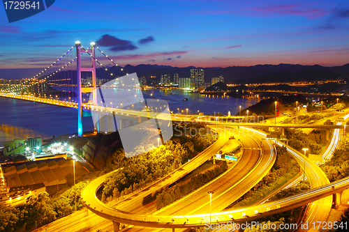 Image of Tsing Ma Bridge in Hong Kong at night