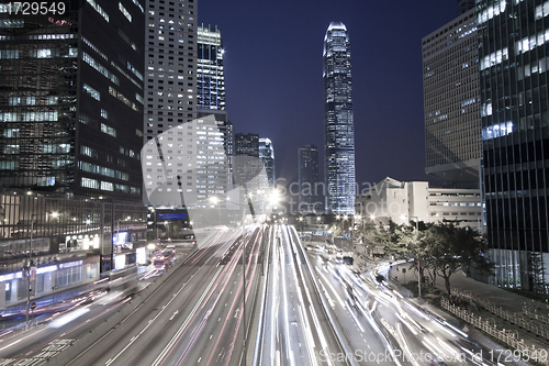 Image of Traffic in Hong Kong downtown at night