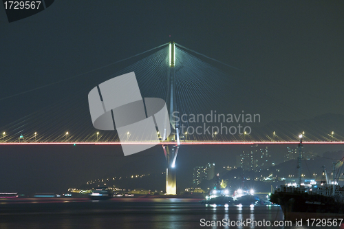 Image of Ting Kau Bridge at night in Hong Kong