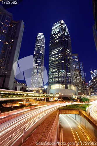 Image of Traffic in city at night